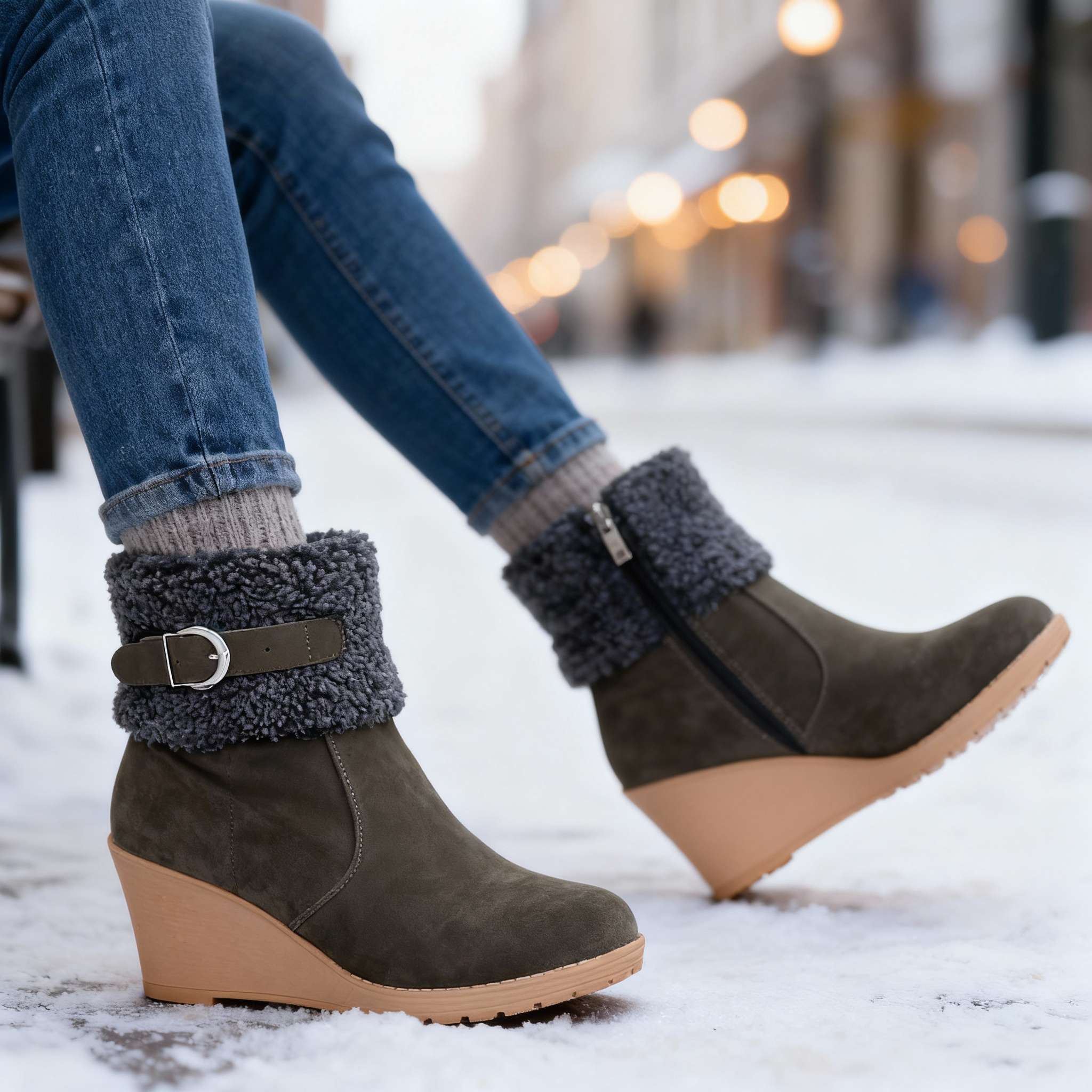 Jane Winter Wedge Boots - Image 11