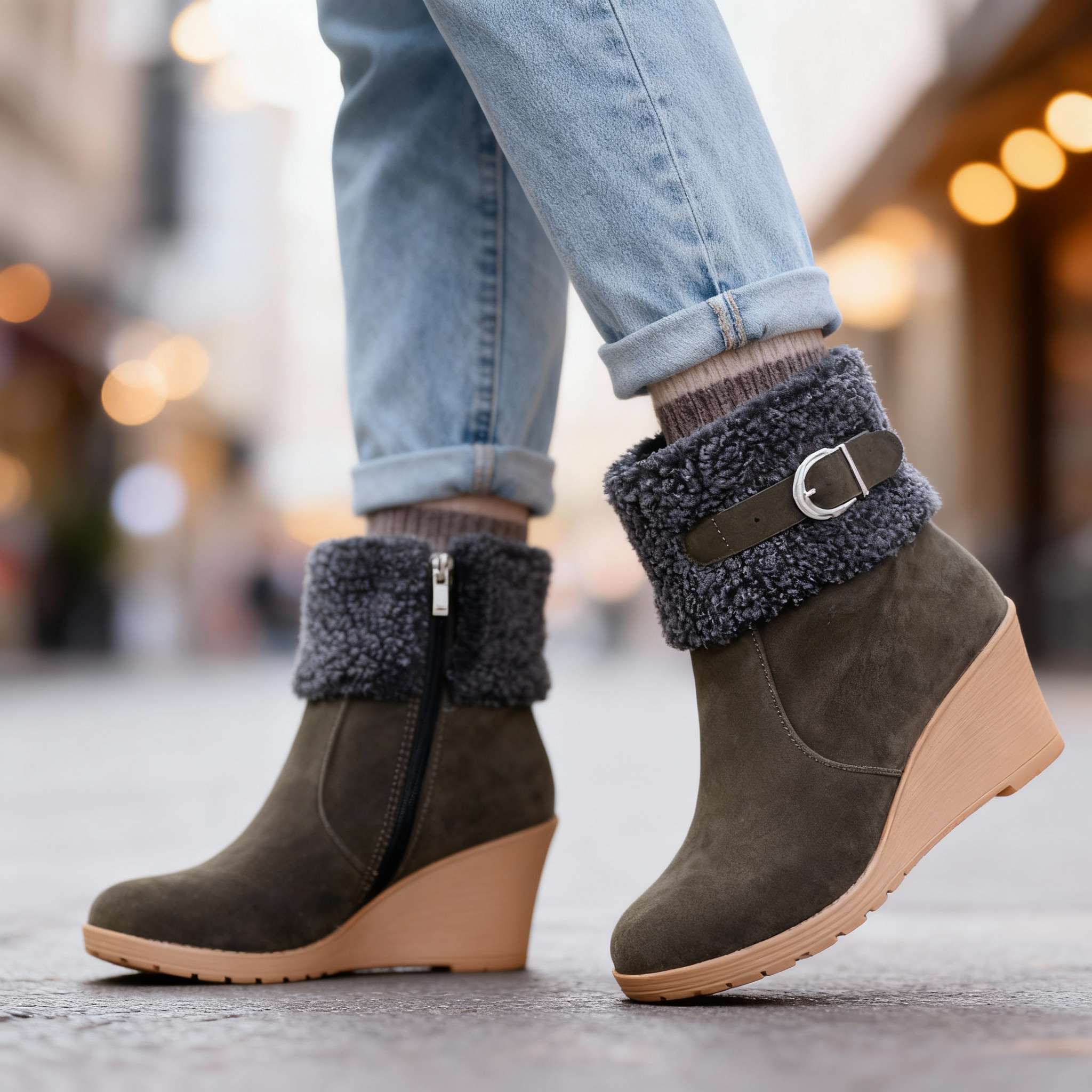 Jane Winter Wedge Boots - Image 2