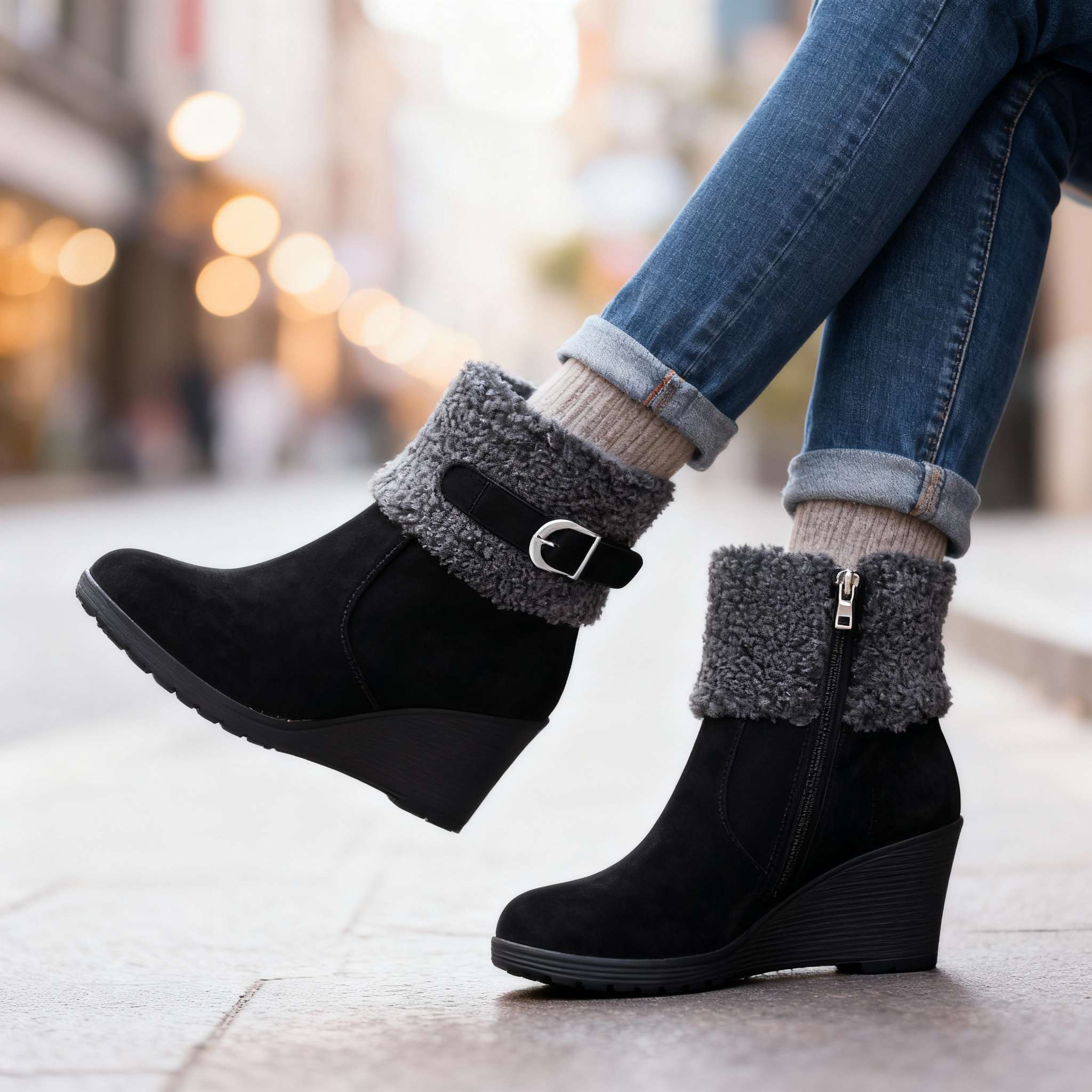 Jane Winter Wedge Boots - Image 3