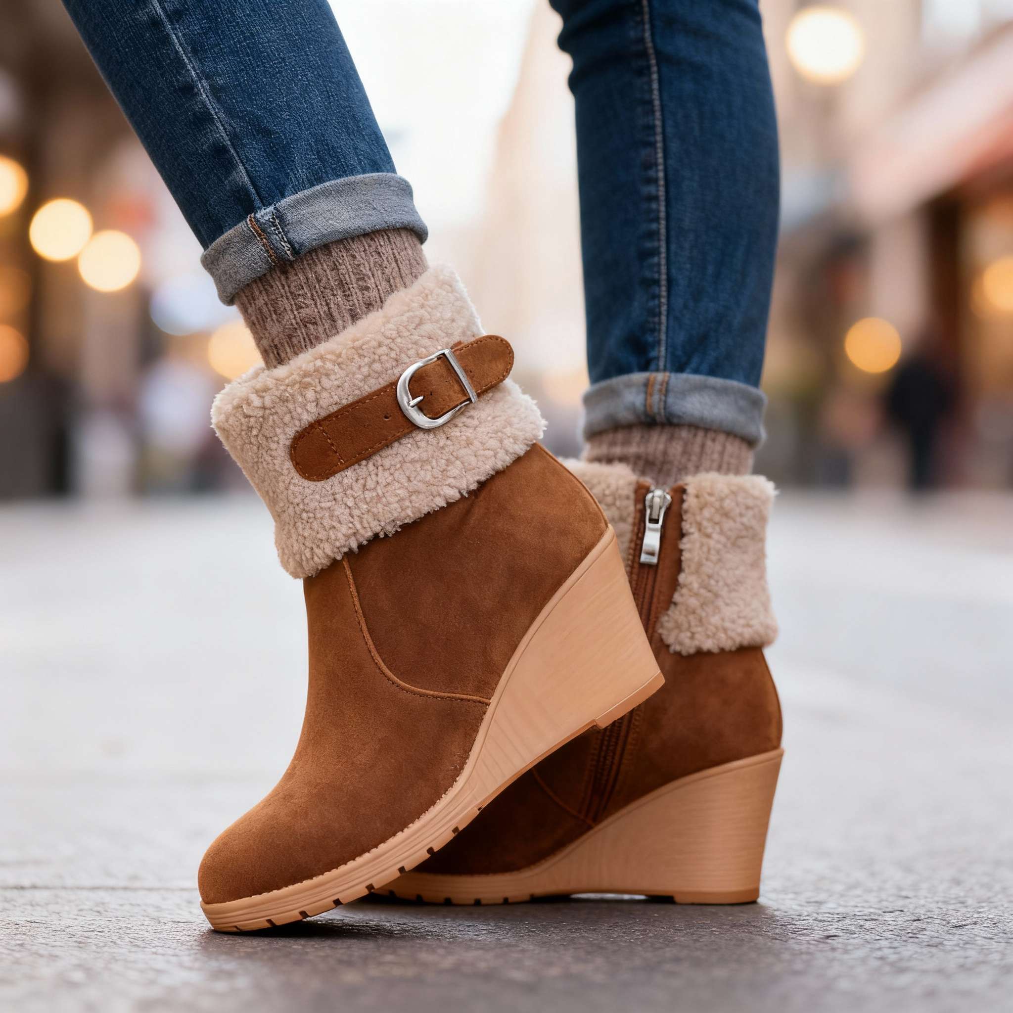 Jane Winter Wedge Boots - Image 4