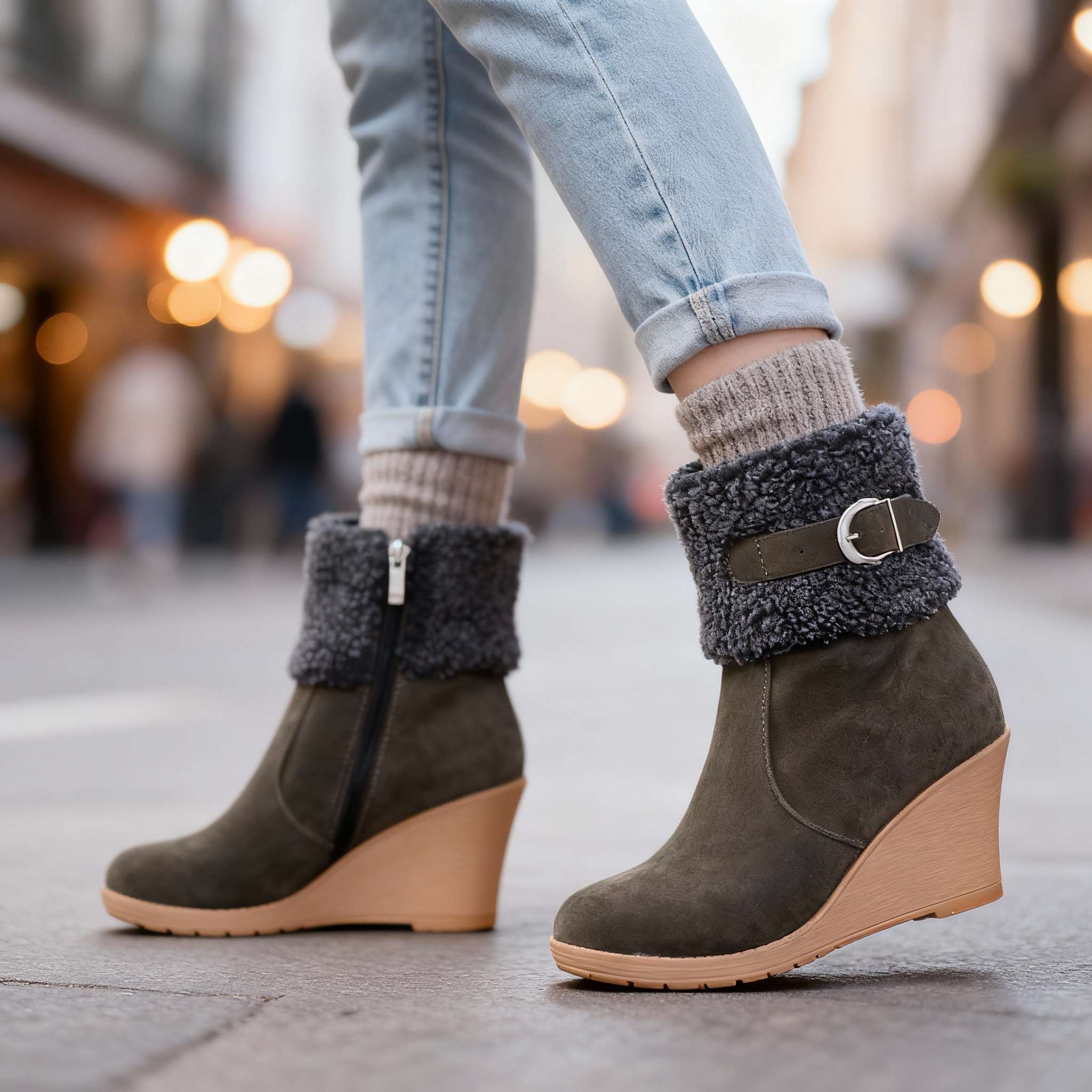 Jane Winter Wedge Boots - Image 5