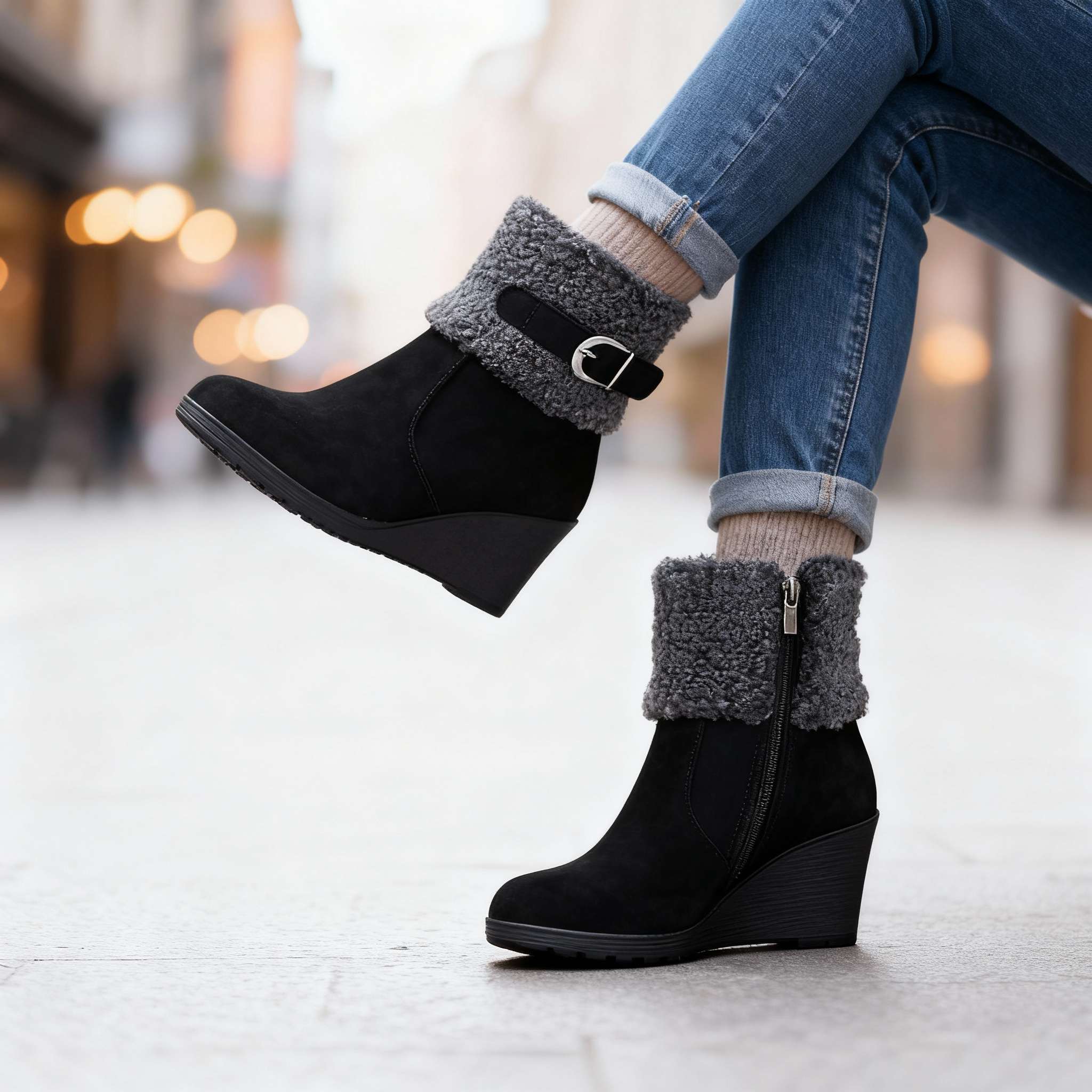 Jane Winter Wedge Boots - Image 6