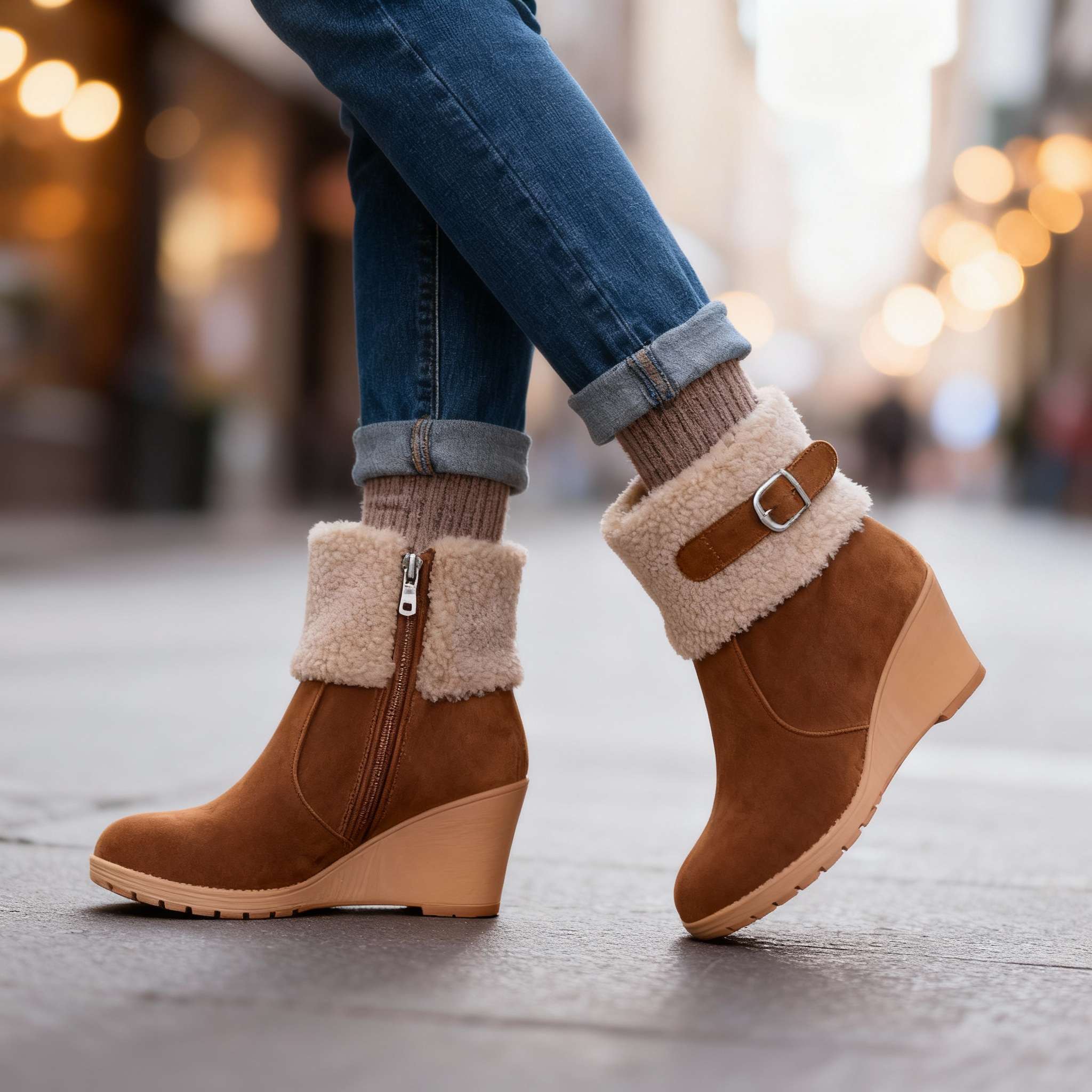 Jane Winter Wedge Boots - Image 7