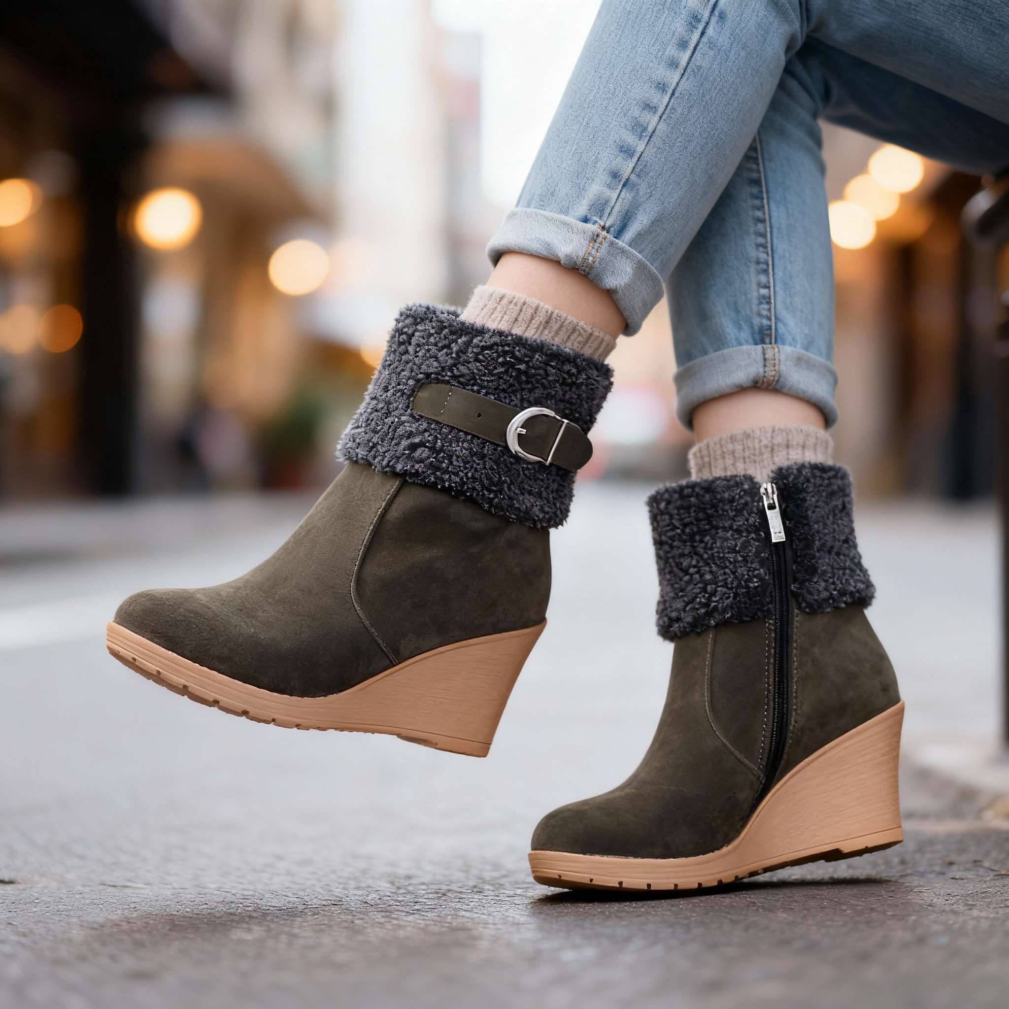 Jane Winter Wedge Boots - Image 8