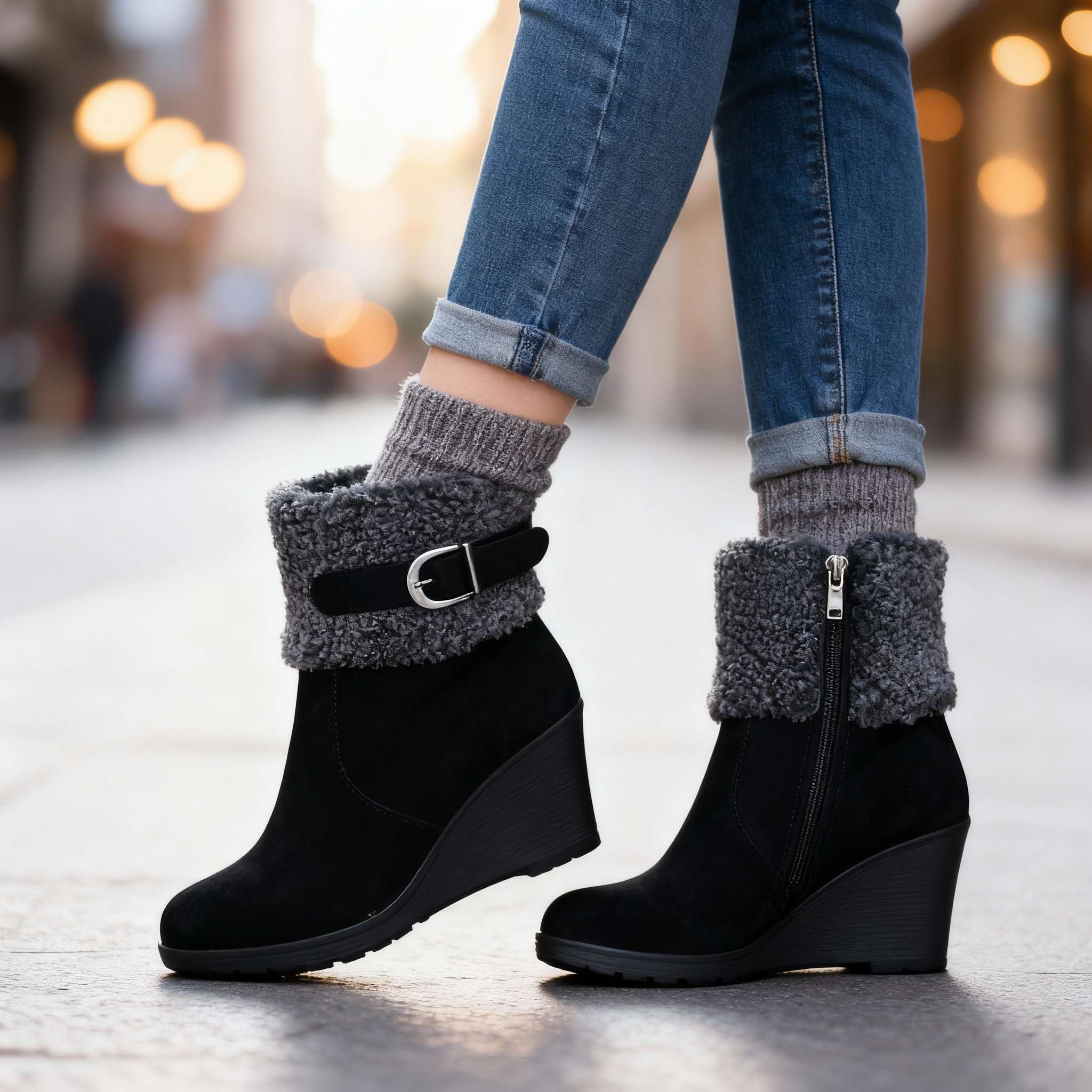 Jane Winter Wedge Boots - Image 9